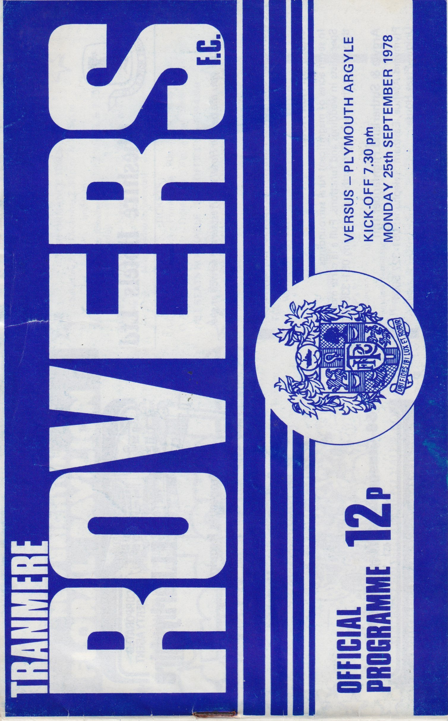 Tranmere Rovers v Plymouth Argyle match programme